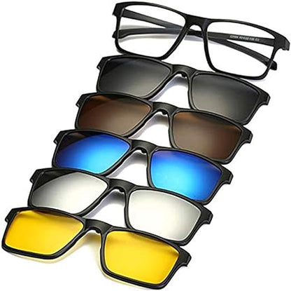 6 in 1 Polarized Magnetic Clip On Sunglasses, UV 400 Protection