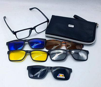 6 in 1 Polarized Magnetic Clip On Sunglasses, UV 400 Protection