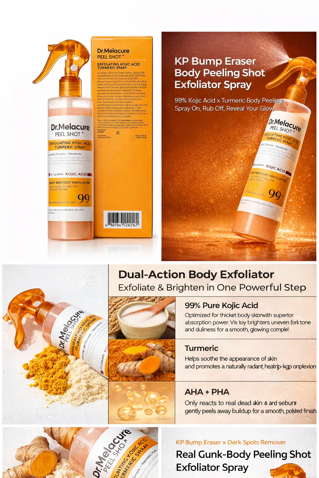 Peel Shot Spray – Instant Skin Brightening & Dark Spot Remover (Kojic Acid + Turmeric)